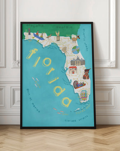 Florida State with Ocean by Carla Daly - Stretched Canvas, Poster or Fine Art Print I Heart Wall Art