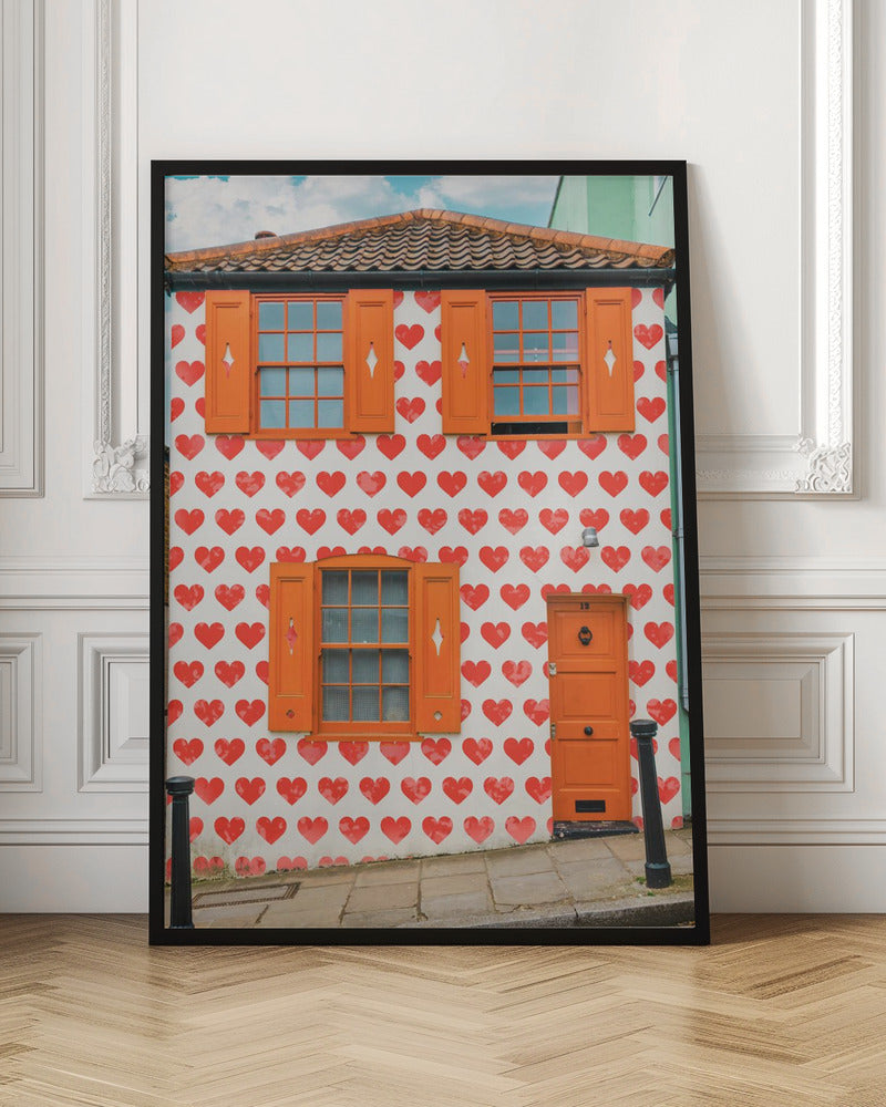 Valentines Day House - Stretched Canvas, Poster or Fine Art Print I Heart Wall Art