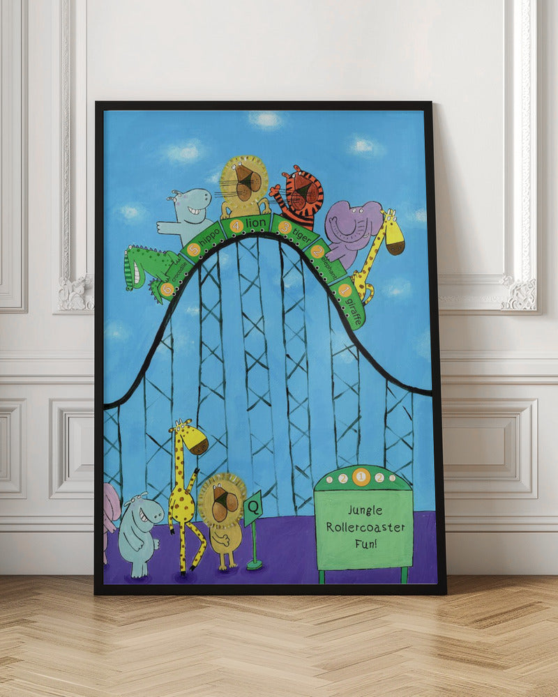 Jungle Animals Whizzing Down the Rollercoaster by Carla Daly - Stretched Canvas, Poster or Fine Art Print I Heart Wall Art