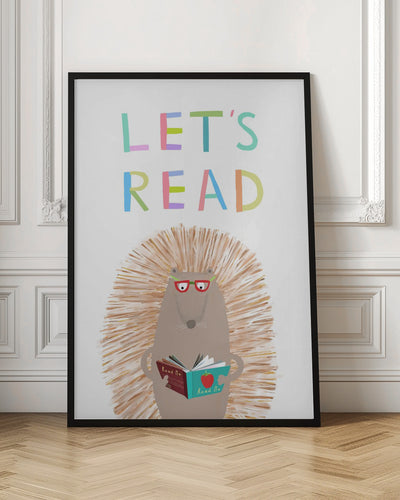 Let&#039;s Read with Cute Hedgehog by Illustrator Carla Daly - Stretched Canvas, Poster or Fine Art Print I Heart Wall Art