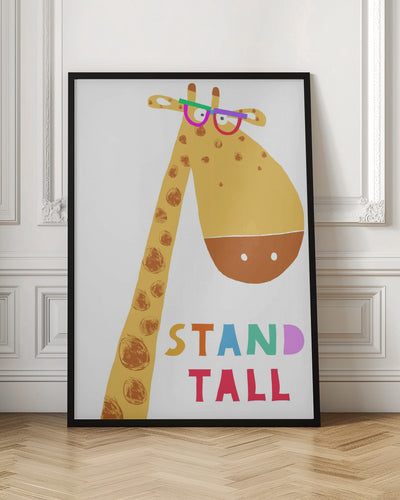 Stand Tall! Cute Giraffe with Colorful Glasses by Artist Carla Daly - Stretched Canvas, Poster or Fine Art Print I Heart Wall Art