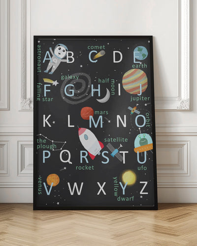 Illustrated Space Alphabet by Artist Carla Daly - Stretched Canvas, Poster or Fine Art Print I Heart Wall Art