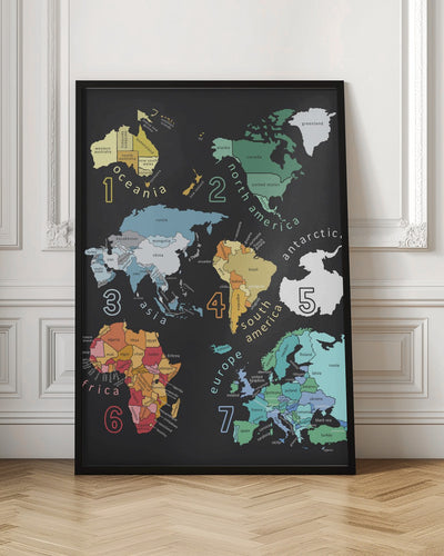 Explore the World with Illustrated Continents by Carla Daly - Stretched Canvas, Poster or Fine Art Print I Heart Wall Art