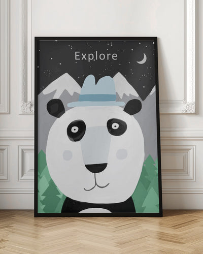 Explore the World with Cute Panda by Artist Carla Daly - Stretched Canvas, Poster or Fine Art Print I Heart Wall Art