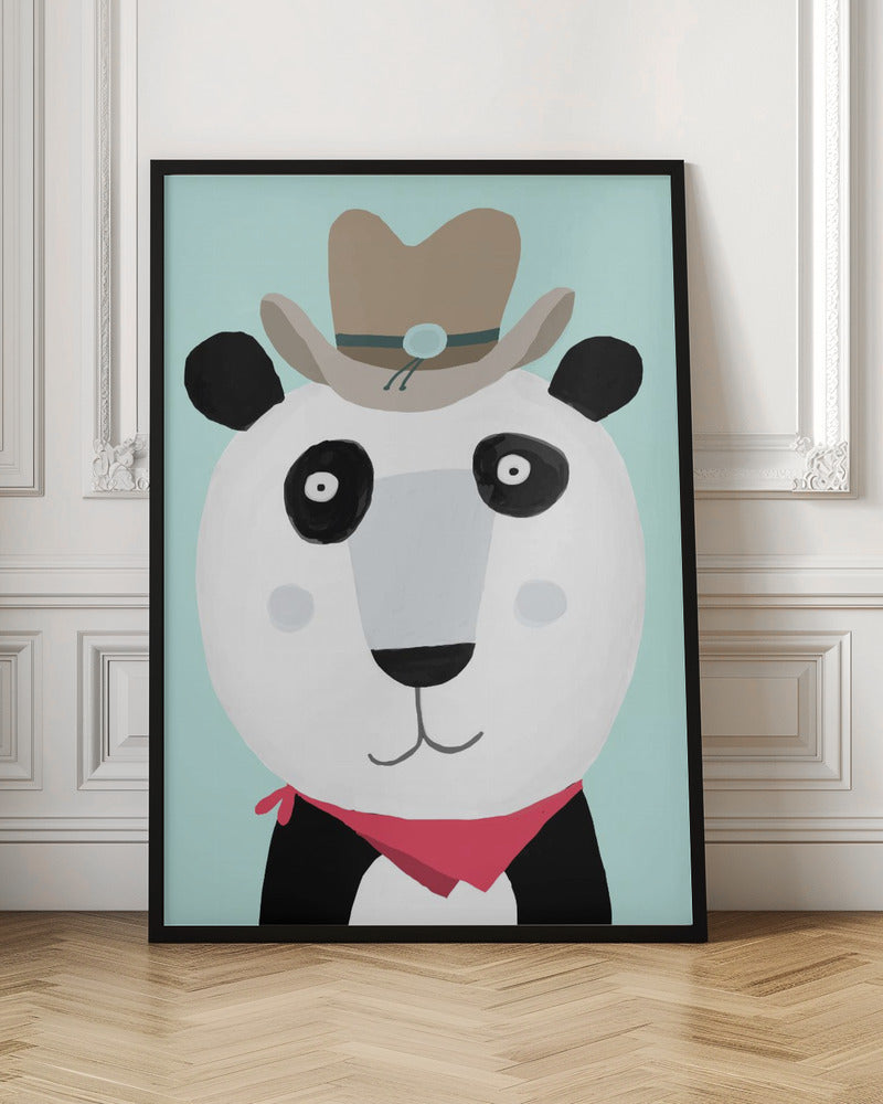 Funny Panda with Cowboy Hat by Artist Carla Daly - Stretched Canvas, Poster or Fine Art Print I Heart Wall Art