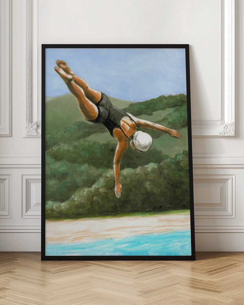 Diver Above River - Stretched Canvas, Poster or Fine Art Print I Heart Wall Art