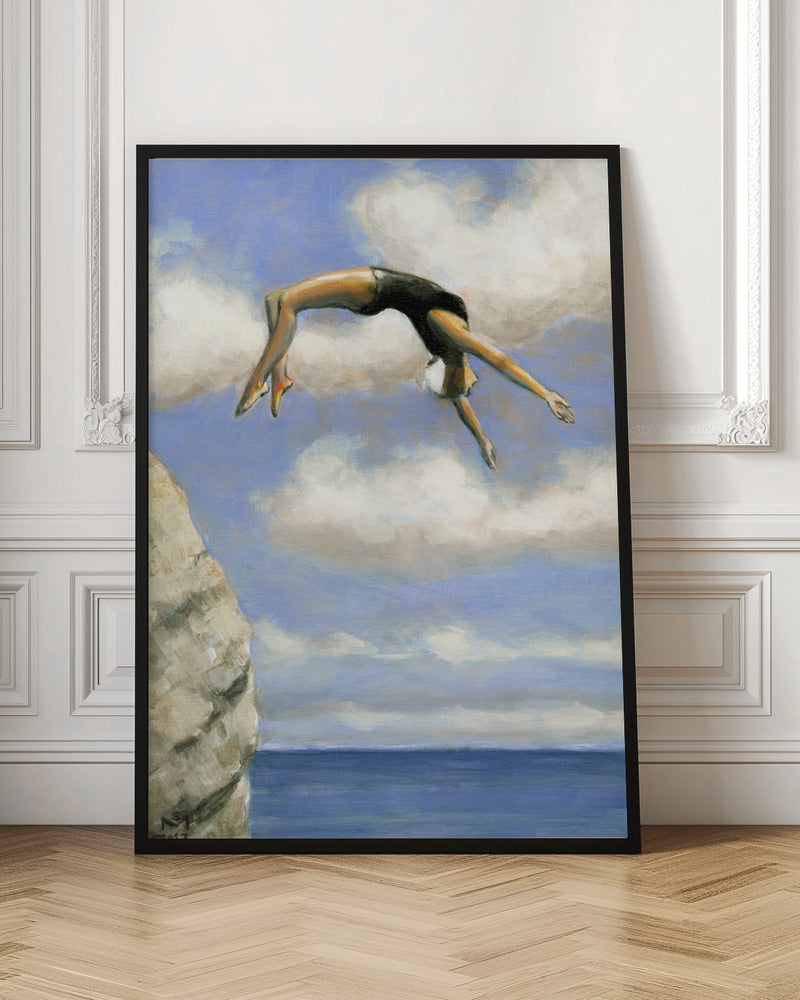 Diver and Rock - Stretched Canvas, Poster or Fine Art Print I Heart Wall Art