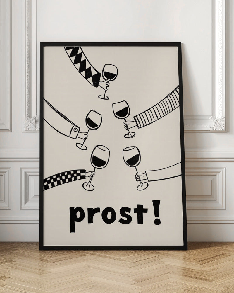 Prost! Wine Party with Friends - Stretched Canvas, Poster or Fine Art Print I Heart Wall Art