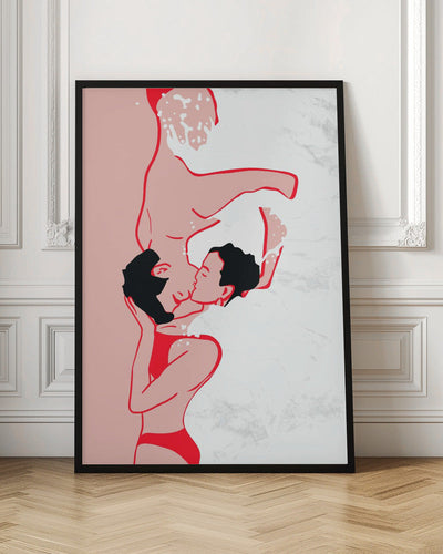 Ethereal Kiss In the Waves - Stretched Canvas, Poster or Fine Art Print I Heart Wall Art