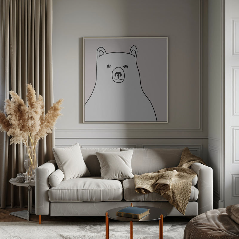 Bear In a Pink Square - Square Stretched Canvas, Poster or Fine Art Print I Heart Wall Art