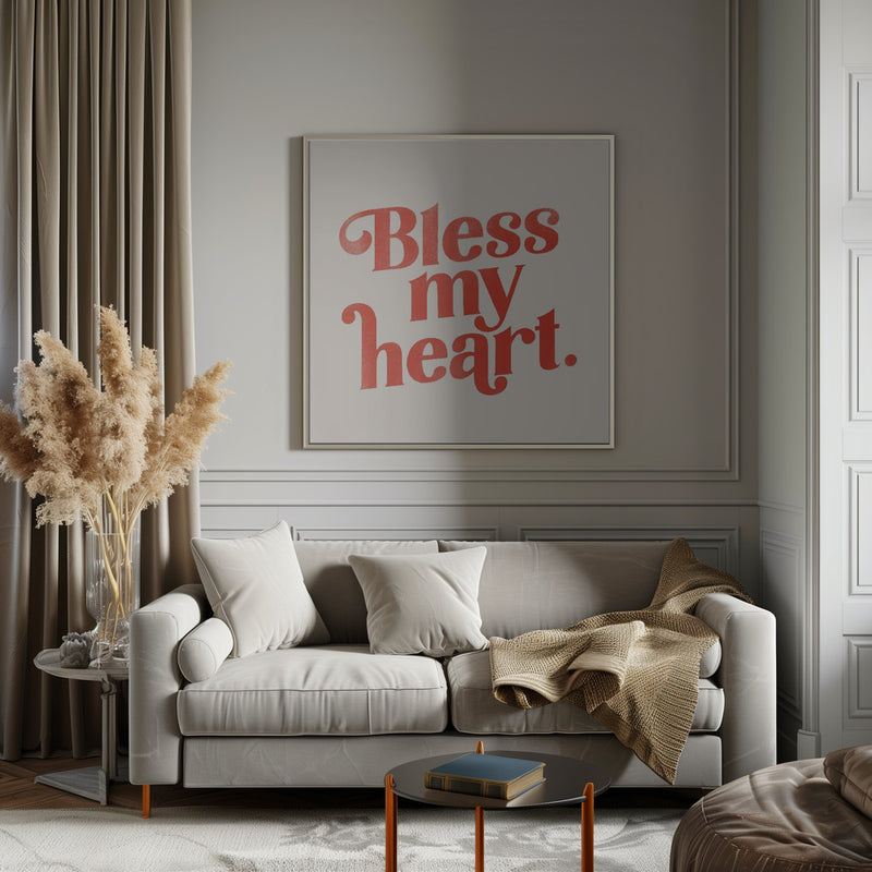 Blessmyheart W Background - Square Stretched Canvas, Poster or Fine Art Print I Heart Wall Art