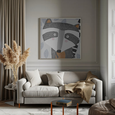 X Racoon Face2 - Square Stretched Canvas, Poster or Fine Art Print I Heart Wall Art