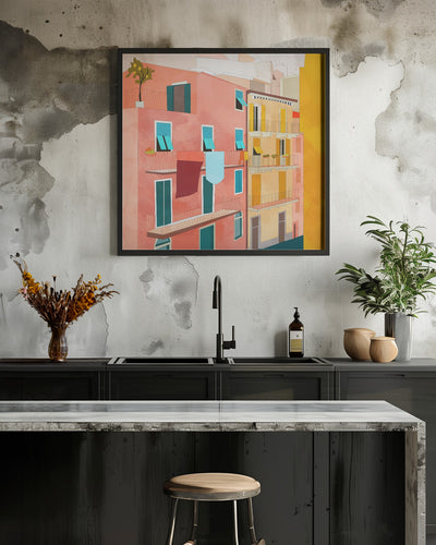 Little Italy Houses - Square Stretched Canvas, Poster or Fine Art Print I Heart Wall Art