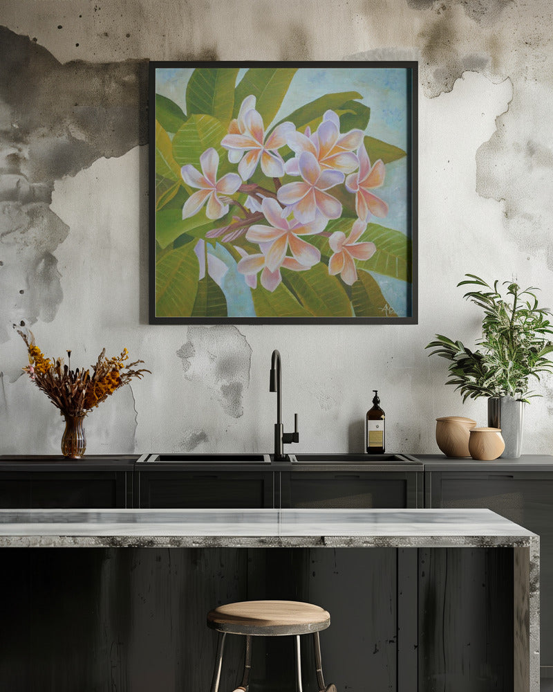 Plumeria - Square Stretched Canvas, Poster or Fine Art Print I Heart Wall Art