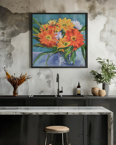 Flowers In Vase - Square Stretched Canvas, Poster or Fine Art Print I Heart Wall Art