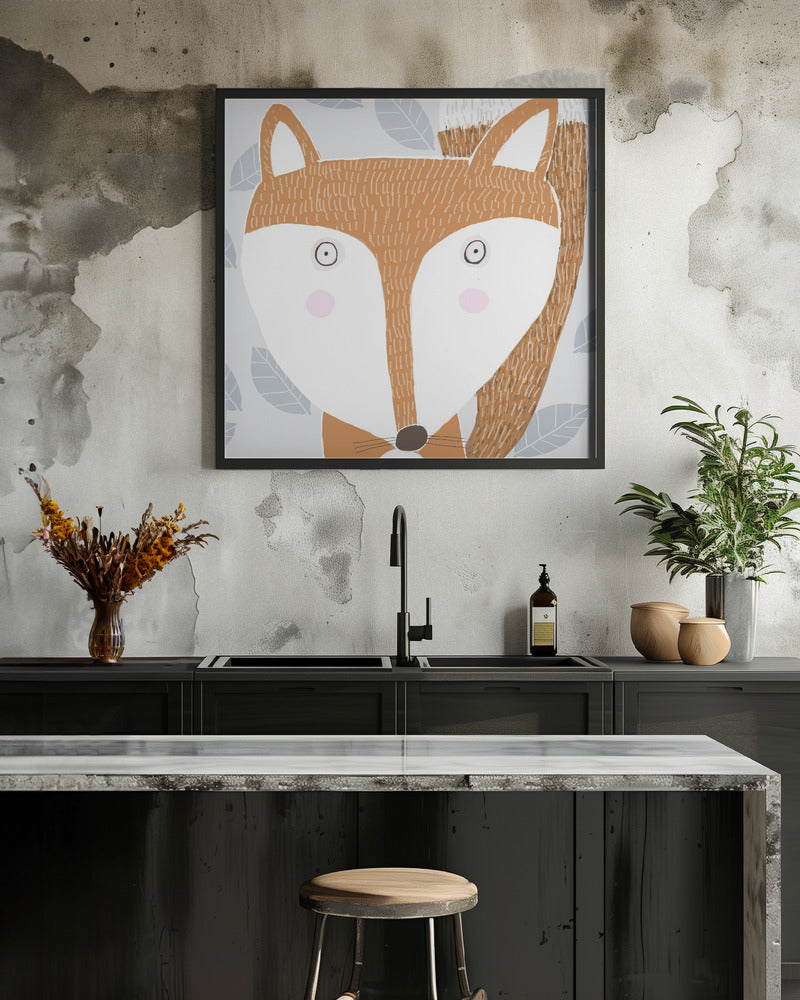 X Fox Final - Square Stretched Canvas, Poster or Fine Art Print I Heart Wall Art