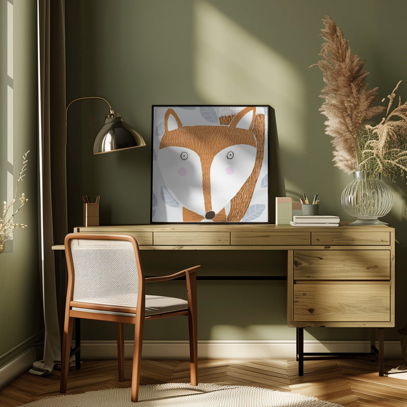 X Fox Final - Square Stretched Canvas, Poster or Fine Art Print I Heart Wall Art