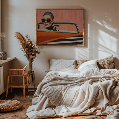 Woman In a Cadilac - Stretched Canvas, Poster or Fine Art Print I Heart Wall Art