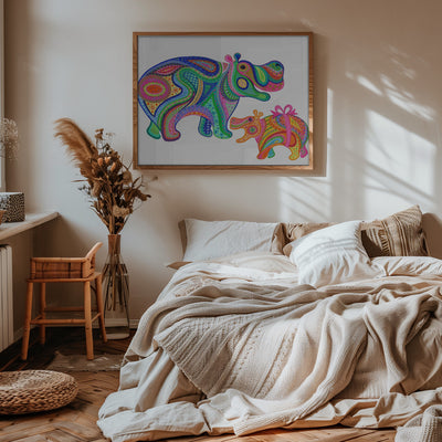 Hippo Birthday - Stretched Canvas, Poster or Fine Art Print I Heart Wall Art