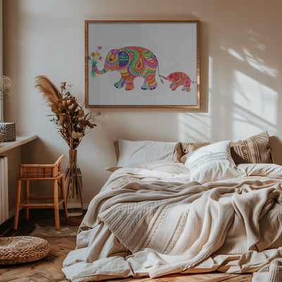 Elephant and Baby - Stretched Canvas, Poster or Fine Art Print I Heart Wall Art