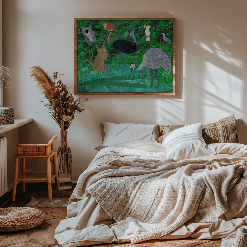 Funny Australian Animals in the Jungle by Carla Daly - Stretched Canvas, Poster or Fine Art Print I Heart Wall Art