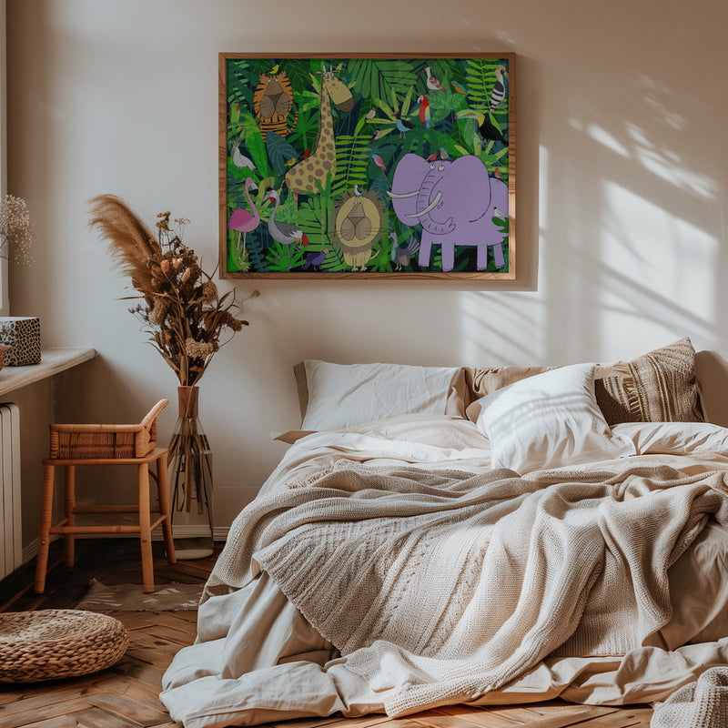 Jungle Animals Deep in the Jungle Foliage by Artist Carla Daly - Stretched Canvas, Poster or Fine Art Print I Heart Wall Art