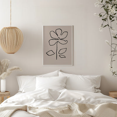 Oil Pastel Flower Black - Stretched Canvas, Poster or Fine Art Print I Heart Wall Art