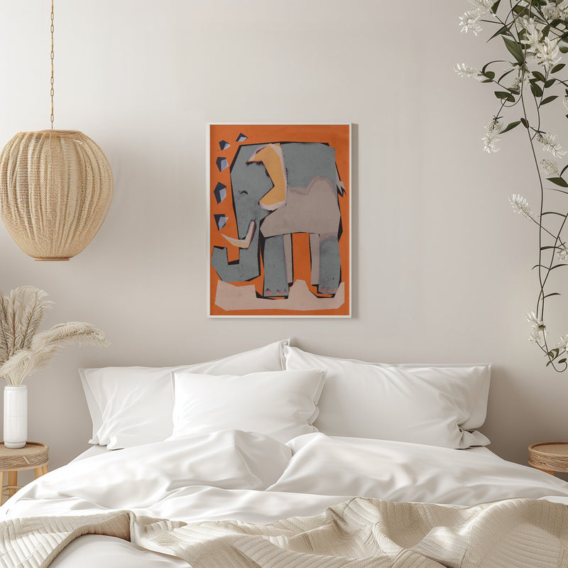 Happy Elephant - Stretched Canvas, Poster or Fine Art Print I Heart Wall Art