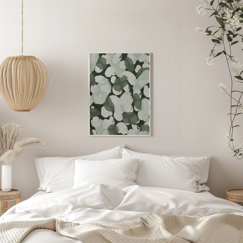 Green Round Strokes Pattern - Stretched Canvas, Poster or Fine Art Print I Heart Wall Art