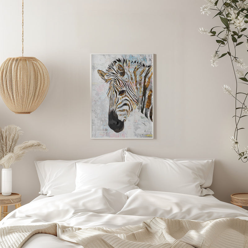 Grunge gold zebra - Stretched Canvas, Poster or Fine Art Print I Heart Wall Art