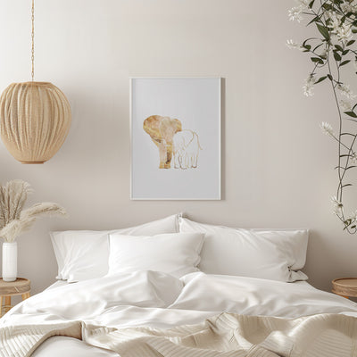 White Gold Elephants 2 - Stretched Canvas, Poster or Fine Art Print I Heart Wall Art