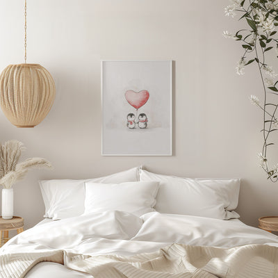 Penguin in Love - Stretched Canvas, Poster or Fine Art Print I Heart Wall Art