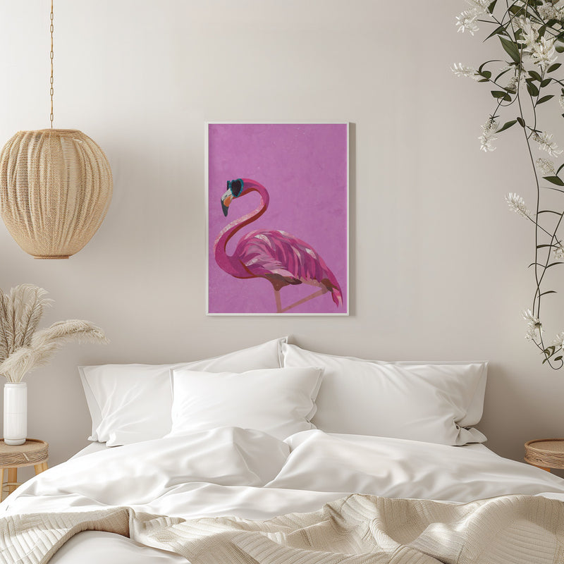 Magenta Metallic Flamingo - Stretched Canvas, Poster or Fine Art Print I Heart Wall Art