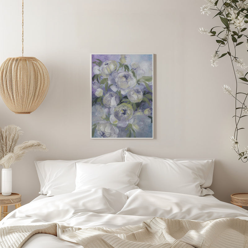 Sady painterly florals in violet - Stretched Canvas, Poster or Fine Art Print I Heart Wall Art