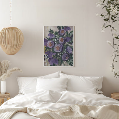 Aaliyah painterly English roses - Stretched Canvas, Poster or Fine Art Print I Heart Wall Art