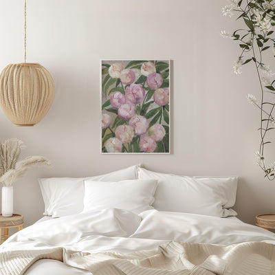 Valenty painterly peonies - Stretched Canvas, Poster or Fine Art Print I Heart Wall Art