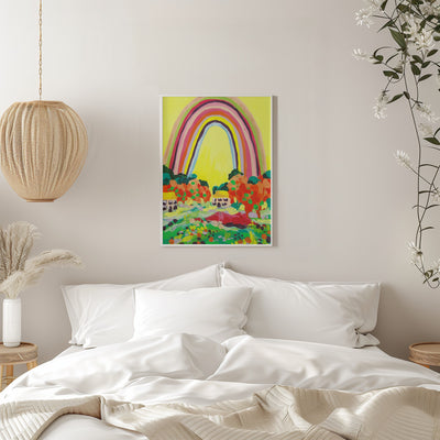 Countryside Rainbow Yellow - Stretched Canvas, Poster or Fine Art Print I Heart Wall Art