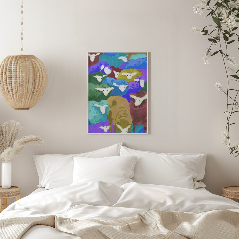 Colorful Sheep Cocktail seaside - Stretched Canvas, Poster or Fine Art Print I Heart Wall Art