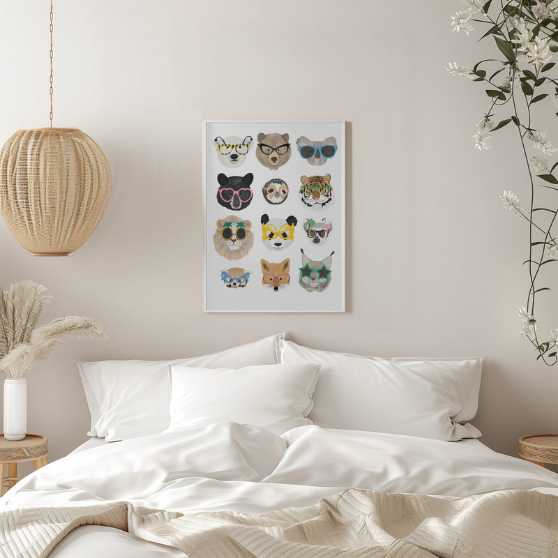 Big Cats in glasses print - Stretched Canvas, Poster or Fine Art Print I Heart Wall Art