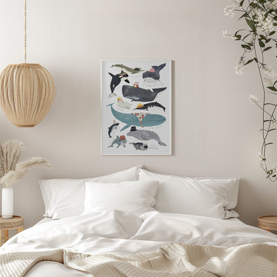 Whales In Hats - Stretched Canvas, Poster or Fine Art Print I Heart Wall Art