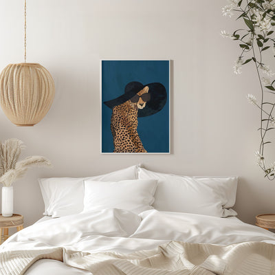 Fashionable Cheetah wearing a sunhat - Stretched Canvas, Poster or Fine Art Print I Heart Wall Art