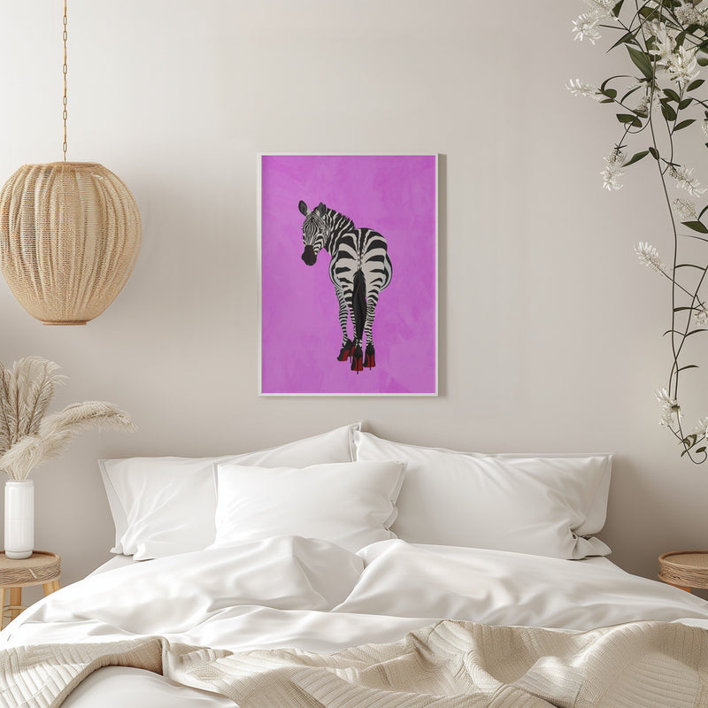 Zebra Shoes pink - Stretched Canvas, Poster or Fine Art Print I Heart Wall Art