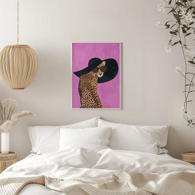 Cheetah Hat Pink - Stretched Canvas, Poster or Fine Art Print I Heart Wall Art