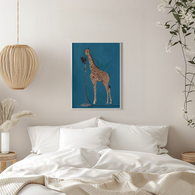 Giraffe Microphone Pink 2 01 - Stretched Canvas, Poster or Fine Art Print I Heart Wall Art