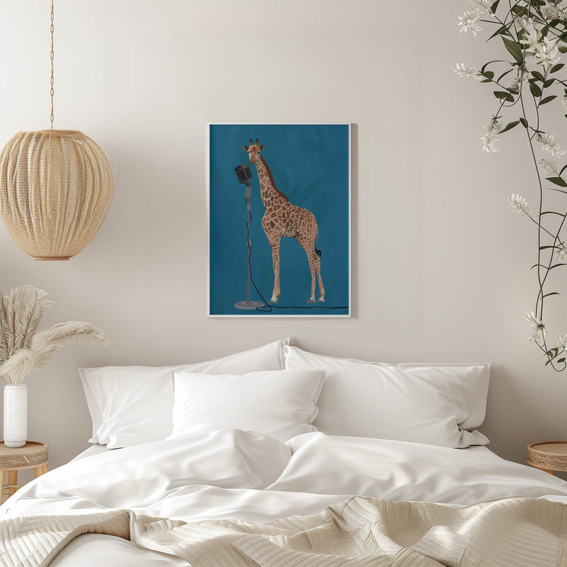 Giraffe Microphone Pink 2 01 - Stretched Canvas, Poster or Fine Art Print I Heart Wall Art