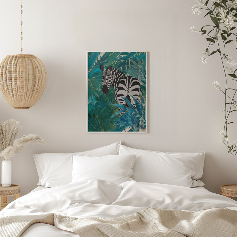 Zebra in the jungle 1 - Stretched Canvas, Poster or Fine Art Print I Heart Wall Art