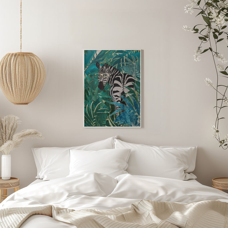 Zebra in the jungle 2 - Stretched Canvas, Poster or Fine Art Print I Heart Wall Art