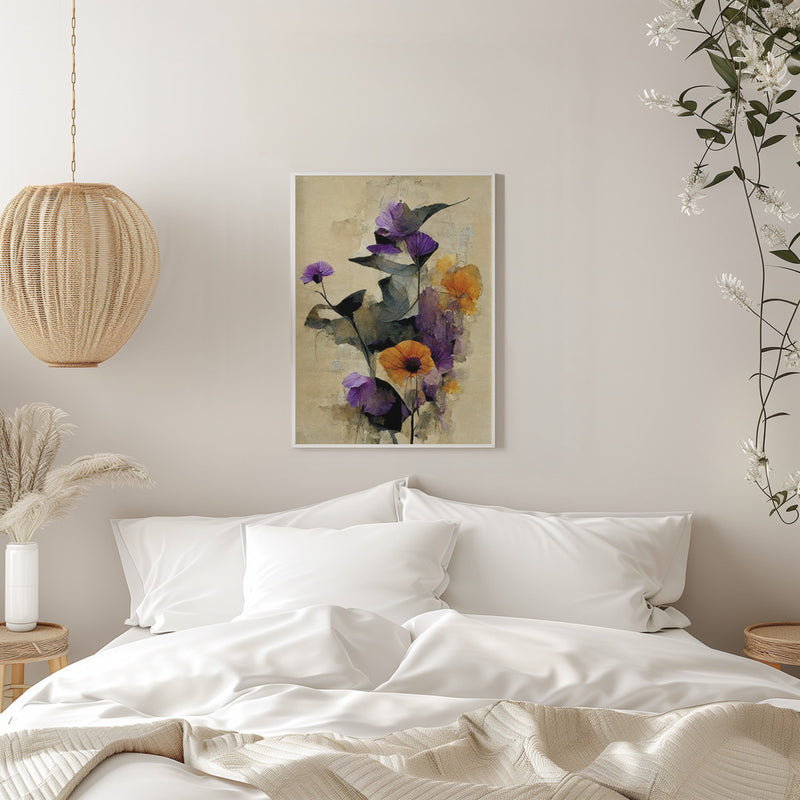 Purple Dry Flowers - Stretched Canvas, Poster or Fine Art Print I Heart Wall Art