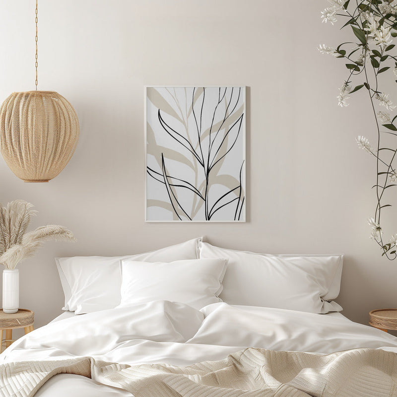 Lively Line Leaves - Stretched Canvas, Poster or Fine Art Print I Heart Wall Art