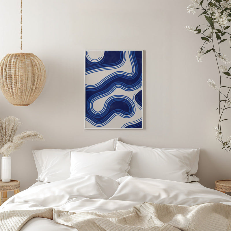 Blue Wave Patterns - Stretched Canvas, Poster or Fine Art Print I Heart Wall Art